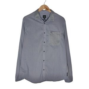 Armani Exchange | Men | Gray Mixed Fabric Chambray Button Up Dress Shirt | Large